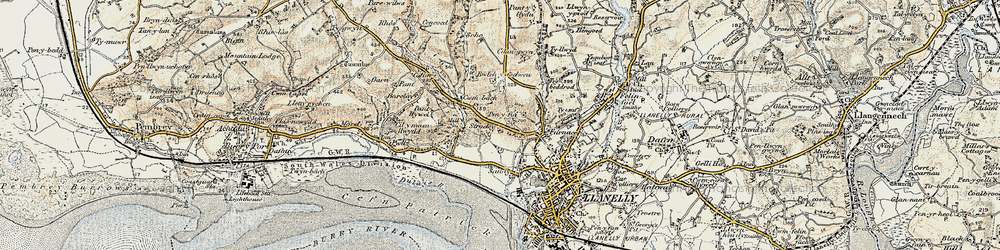 Old map of Pen-y-fai in 1900-1901