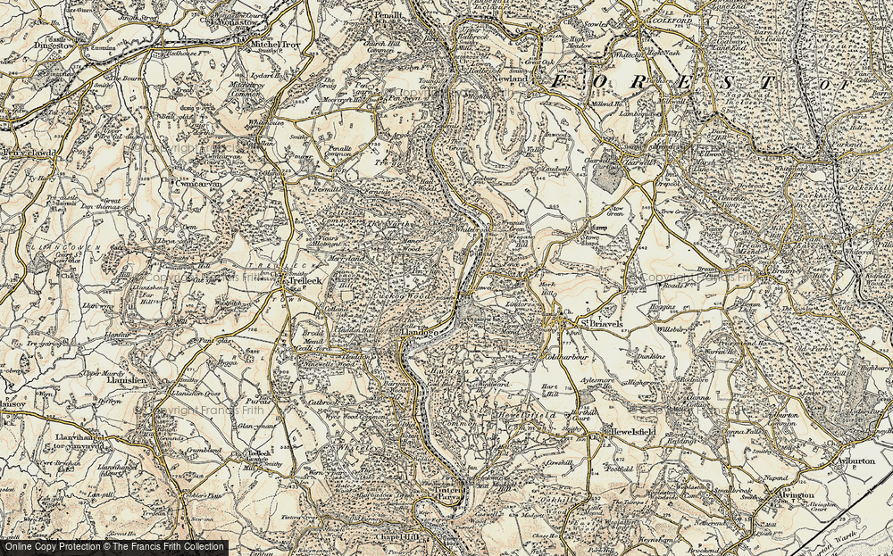 Old Map of Historic Map covering Bigsweir Br in 1899-1900