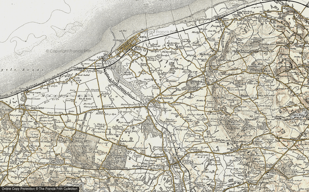 Old Map of Historic Map covering Ynys in 1902-1903