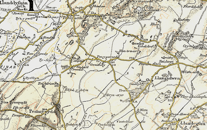 Old map of Pen-y-garnedd in 1903-1910