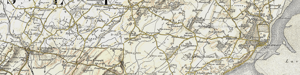 Old map of Pen-y-garnedd in 1903-1910