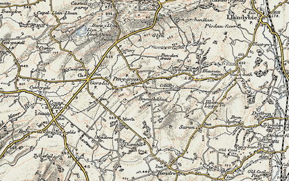 Old map of Pen-y-groes in 1900-1901