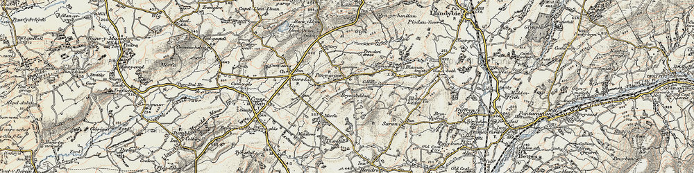 Old map of Pen-y-groes in 1900-1901