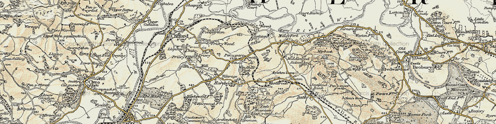 Old map of Pen-y-Park in 1900-1902