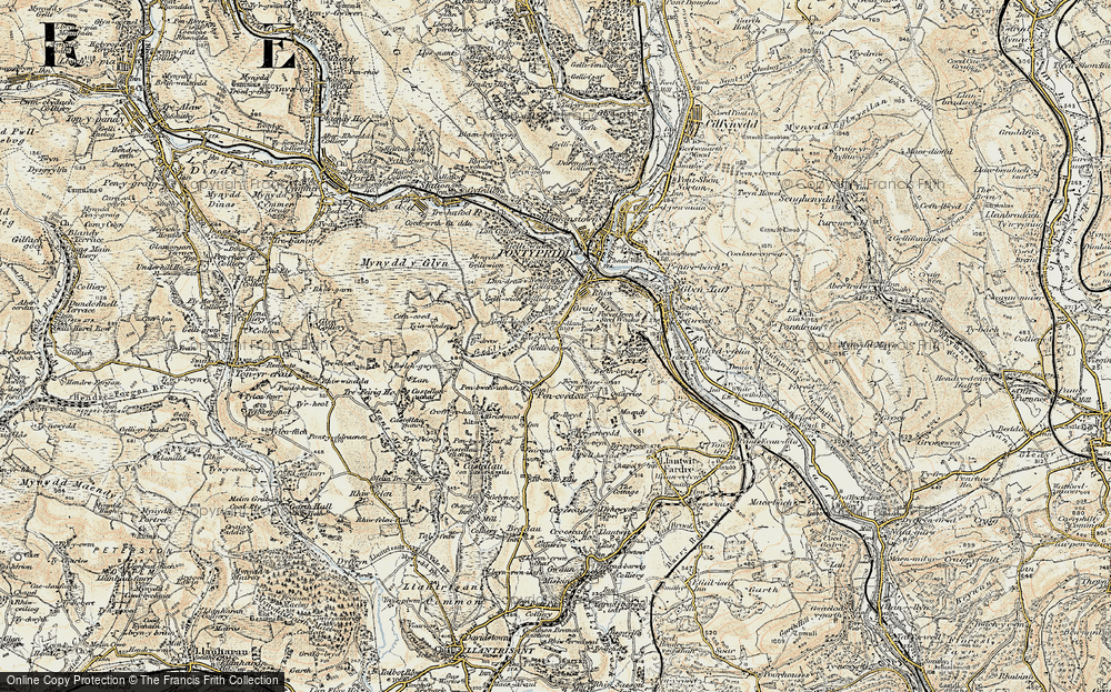 Old Map of Historic Map covering Lle'r Gaer in 1899-1900