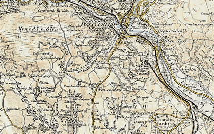 Old map of Pen-y-rhiw in 1899-1900
