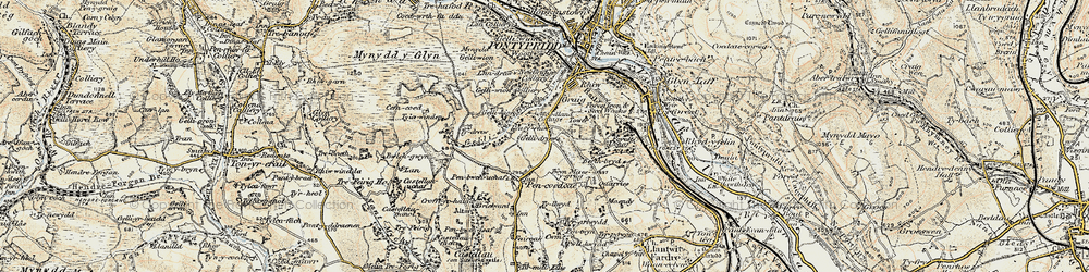 Old map of Pen-y-rhiw in 1899-1900