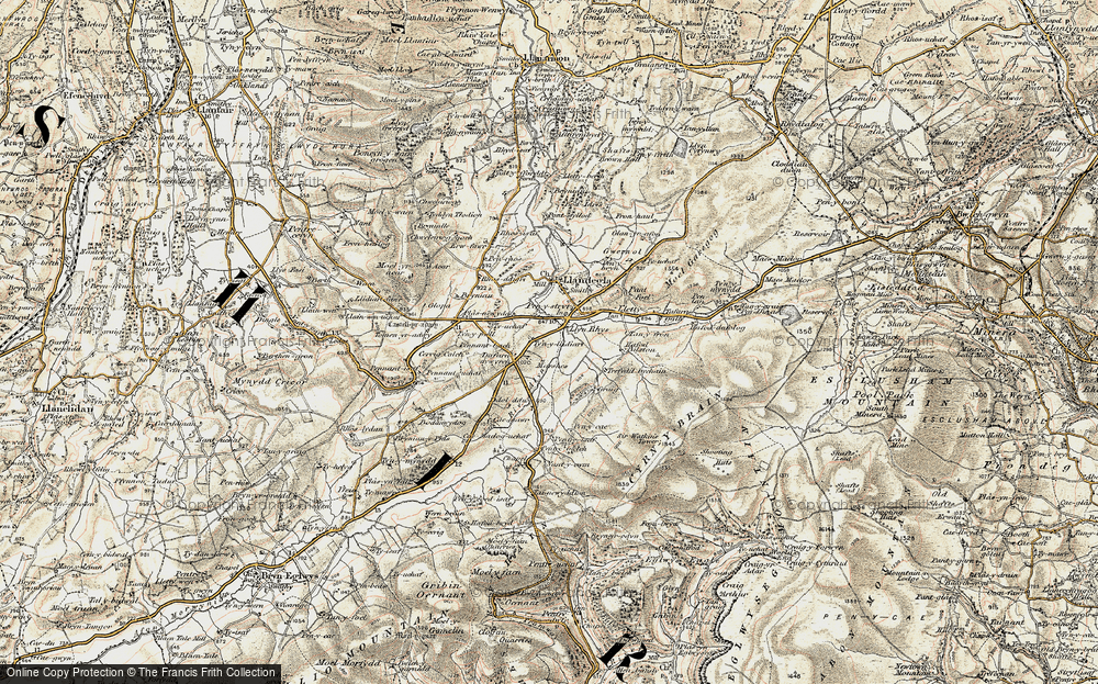 Old Map of Historic Map covering Bryniau'r-plas in 1902-1903