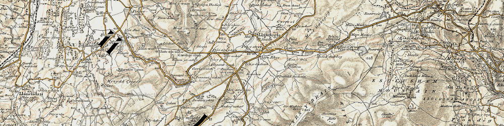 Old map of Bryniau'r-plas in 1902-1903