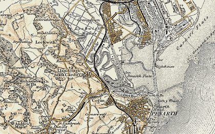 Old map of Penarth Moors in 1899-1900