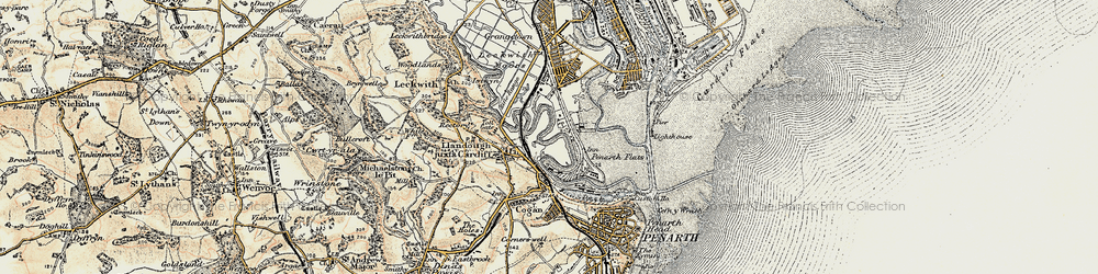 Old map of Penarth Moors in 1899-1900