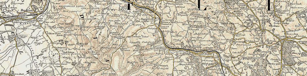 Old map of Penbedw in 1902-1903