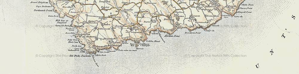 Old map of Penberth in 1900