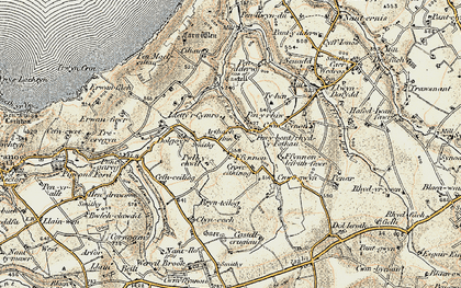 Old map of Penbontrhydyfothau in 1901-1903