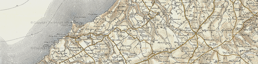 Old map of Penbontrhydyfothau in 1901-1903