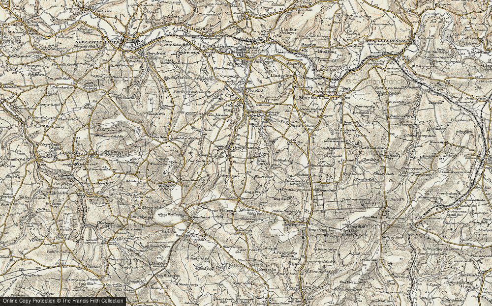Old Map of Historic Map covering Tomenlawddog in 1901