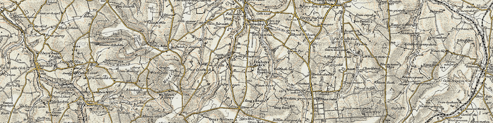 Old map of Tomenlawddog in 1901