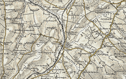 Old map of Afon Talog in 1901