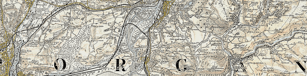 Old map of Pencaerau in 1900-1901