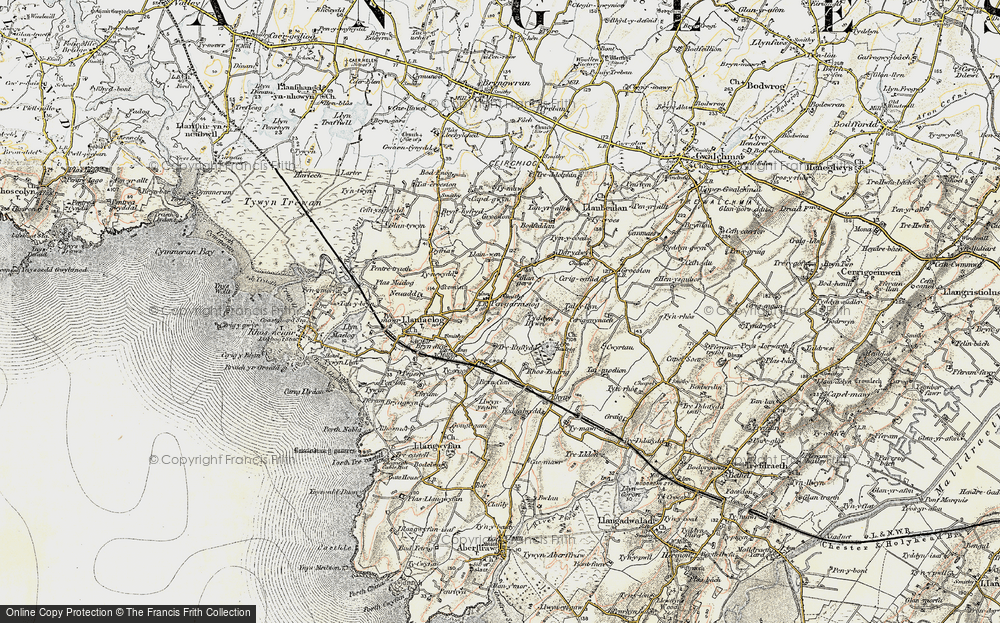 Old Map of Historic Map covering Bodgedwydd in 1903-1910