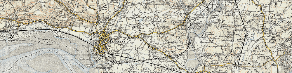 Old map of Penceiliogi in 1900-1901