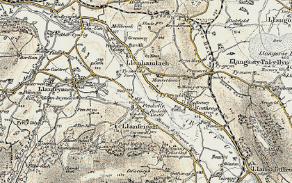 Old map of Pencelli in 1900-1901