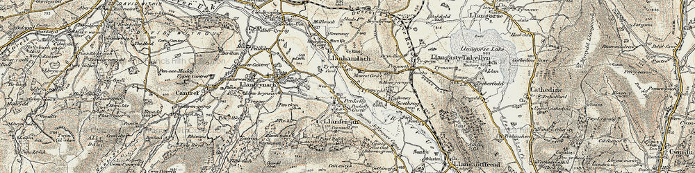Old map of Pencelli in 1900-1901