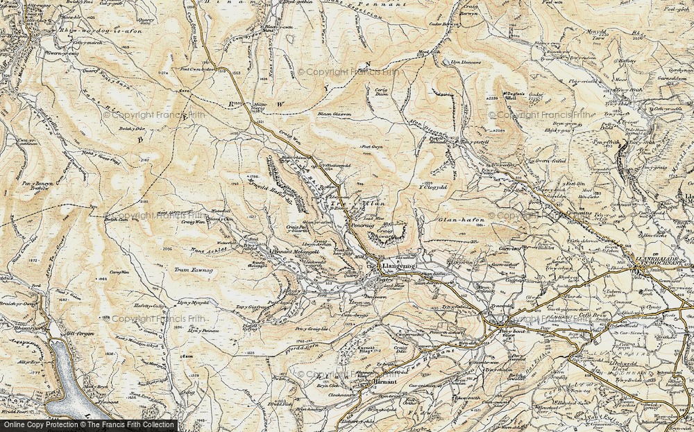 Old Map of Historic Map covering Afon Disgynfa in 1902-1903
