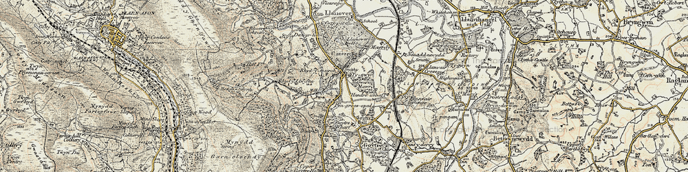 Old map of Pencroesoped in 1899-1900
