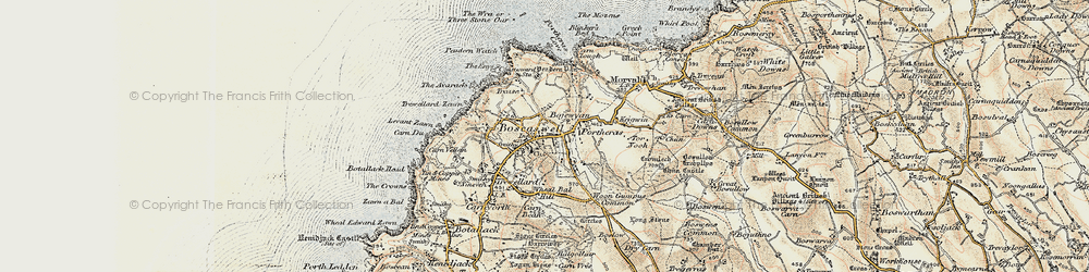 Old map of Pendeen in 1900