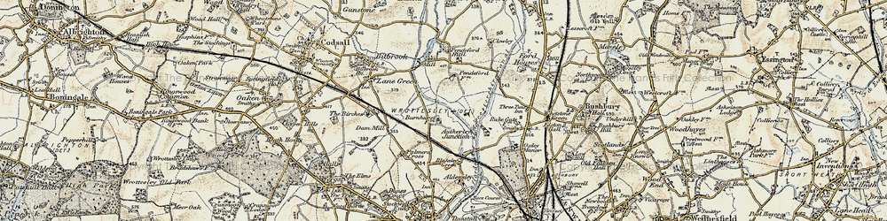 Old map of Pendeford in 1902