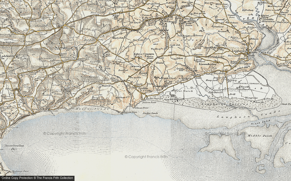 Old Map of Pendine, 1901 in 1901