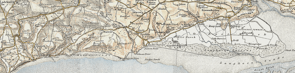 Old map of Pendine in 1901