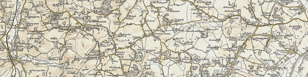 Old map of Pendock in 1899-1900