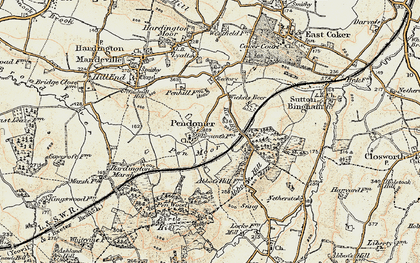 Old map of Pendomer in 1899