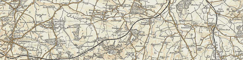 Old map of Pendomer in 1899