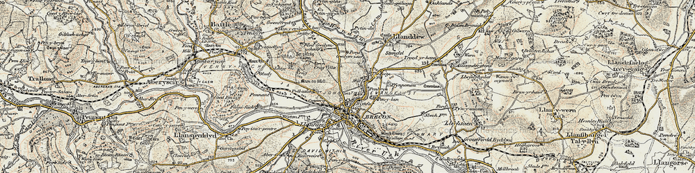 Old map of Pendre in 1900-1901