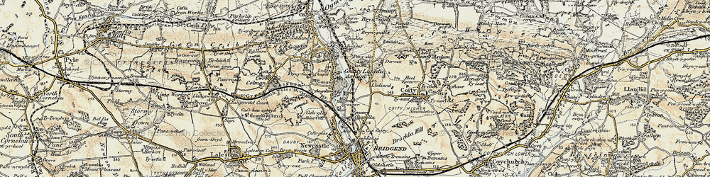 Old map of Pendre in 1900