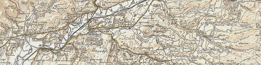 Old map of Afon Crewi in 1902-1903