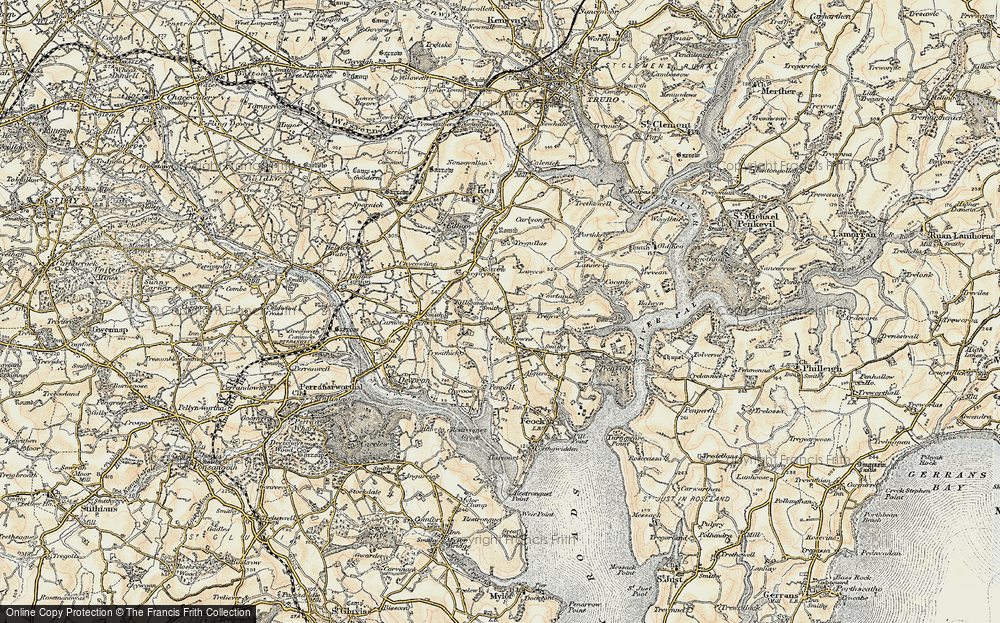 Old Map of Penelewey, 1900 in 1900