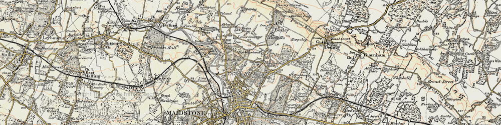 Old map of Penenden Heath in 1897-1898