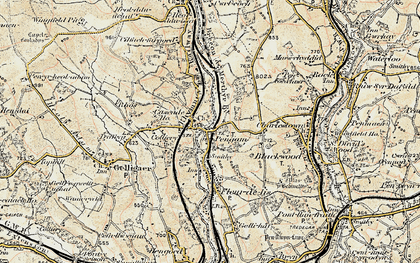Old map of Pengam in 1899-1900
