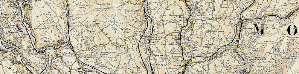 Old map of Pengam in 1899-1900