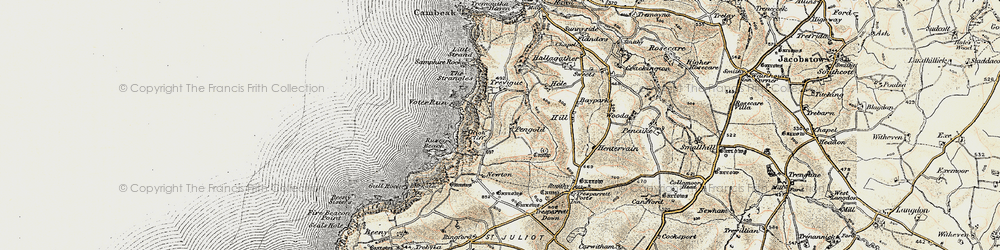 Old map of Pengold in 1900