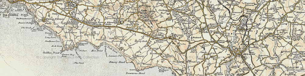 Old map of Penhale Jakes in 1900