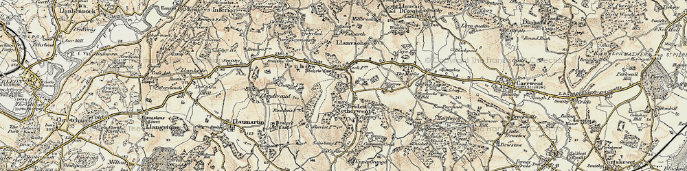 Old map of Penhow in 1899-1900
