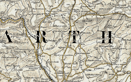 Old map of Afon Gwili in 1901