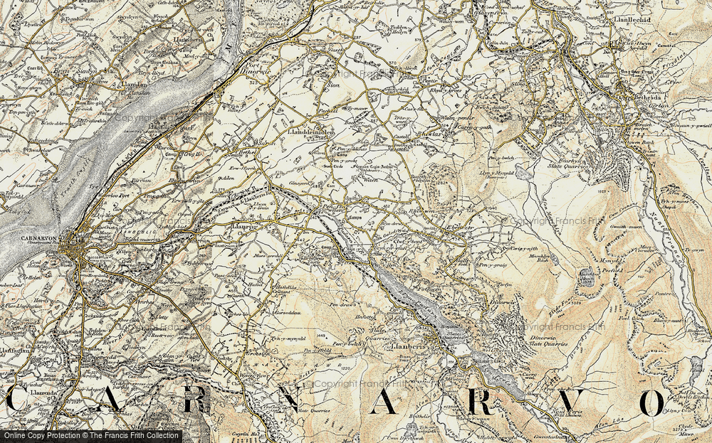 Old Map of Historic Map covering Afon Rhythallt in 1903-1910
