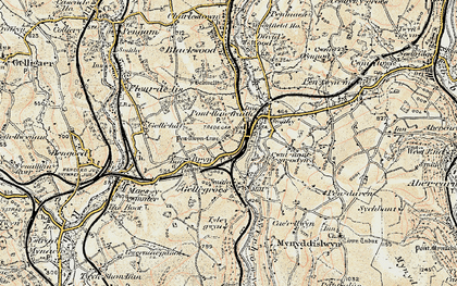 Old map of Penllwyn in 1899-1900