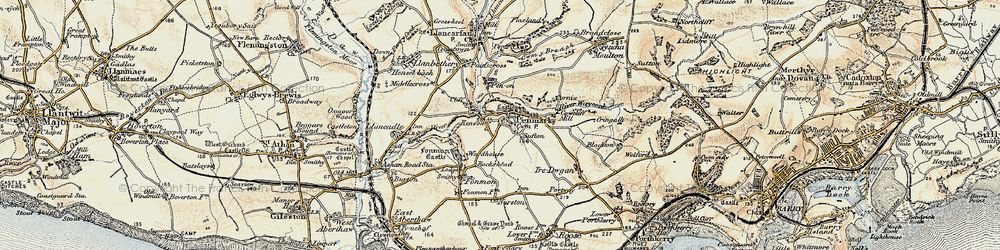 Old map of Penmark in 1899-1900